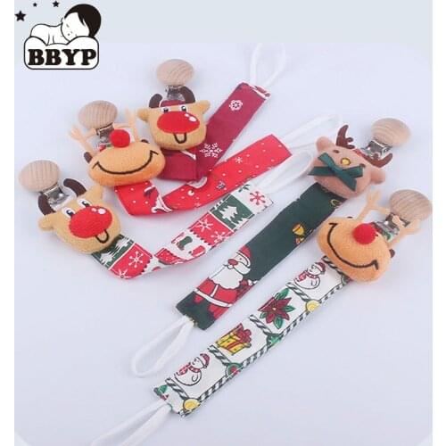 Baby Pacifier Clip Chain Cotton Cartoon Elk Deer Country Style Holder Dummy Handmade Christmas Gift