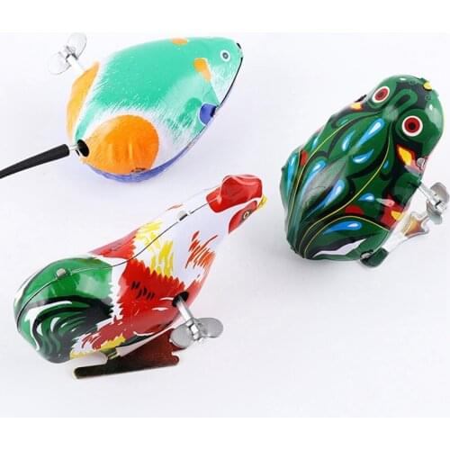 Childrens Classic Tin Clockwork Toy Jump Frog Old Hen Mouse Childrens Classic Toys Boy Education Gift