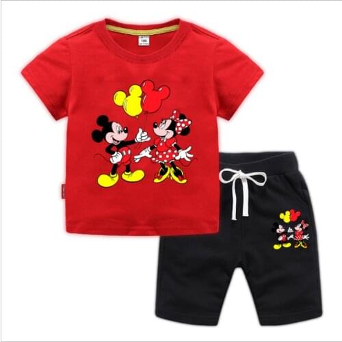 Disney Minnie Mickey Mouse Baby Girl Boy Clothes Set KidsT-shirt Tops + Pants 2pcs Children‘s Clothes Suits Casual Girl Outfits