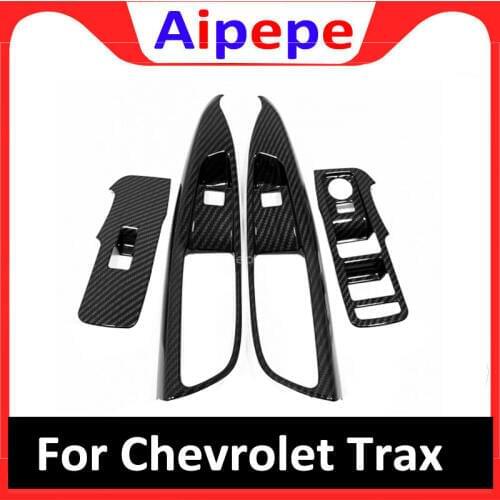 For Chevrolet Tracker Trax 2019 Carbon Fibre ABS Interior Door Armrest Window Switch Cover Trim Car Styling Accessories