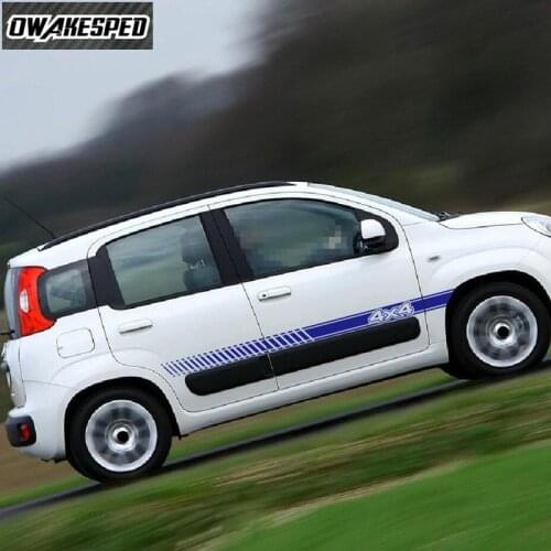 For Fiat-Panda Car Door Side Skirt Sticker Racing Sport 4X4 Off Road Stripes Auto Body Decor Vinyl Decals