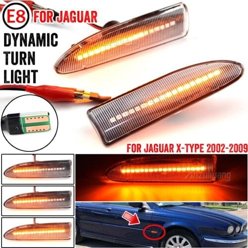 For Jaguar X-TYPE LED Side Marker Lamp Dynamic Amber Turn Signal Light 2002 2003 2004 2005-2009