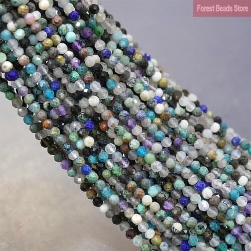 Faceted Natural Light Blue Multicolor Jaspers Round Spacer Beads for Jewelry Making 15'' DIY Charms Bracelet Necklace 2mm/3mm