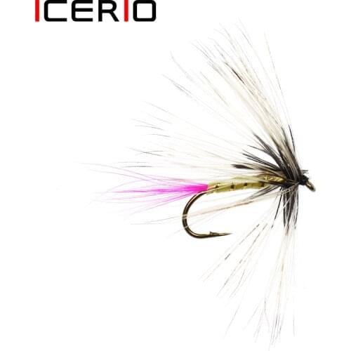 ICERIO 6PCS Soft Hackle Rose Red Tail Wet Flies Trout Fishing Fly Lure Baits