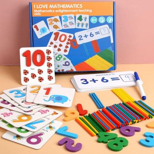 Montessori Toys For Children Mathematics Kids Early Educational Toys Counting Wooden Sticker Kids Number Cognition Birthday Gift