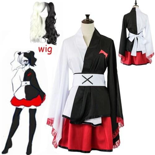 Hot!Anime Danganronpa Monokuma Cosplay Pinafore Japanese Kimono Women Dresses Women Halloween Party Cosplay Costume