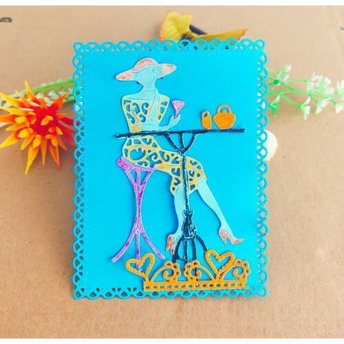 Fashion bar woman with table cup background decorative metal cutting die cutting tool stamping die new paper jam
