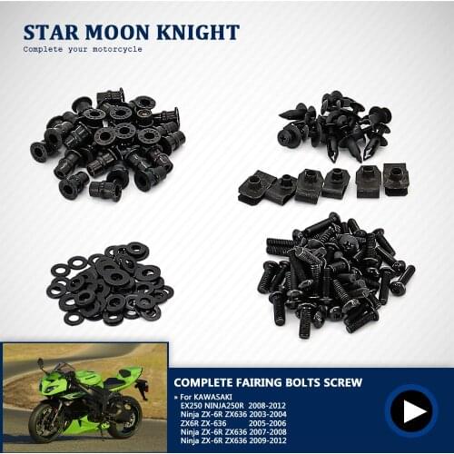 Motorcycle Complete Fairing Bolts Screw Fastener Fixation Kit For Kawasaki EX250 NINJA250R Ninja ZX6R ZX636 2003 - 2012