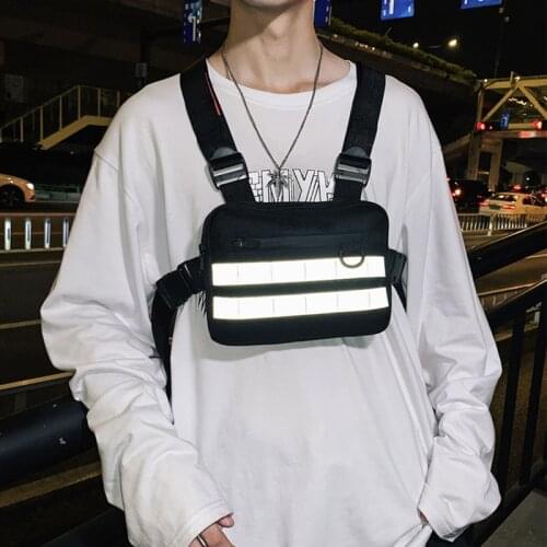 Reflective Streetwear Tactical Vest Chest Bag Hip Hop Crossbody Techwear Pack Men Women Punk Waist Bag Fanny Casual Package