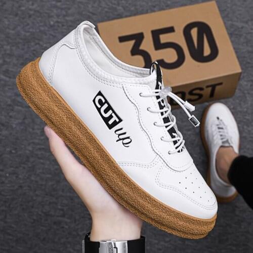 Fashionable mens tendon sole shoes, leather casual mens shoes, outdoor daily all-match loafers, simple lace-up trendy shoes