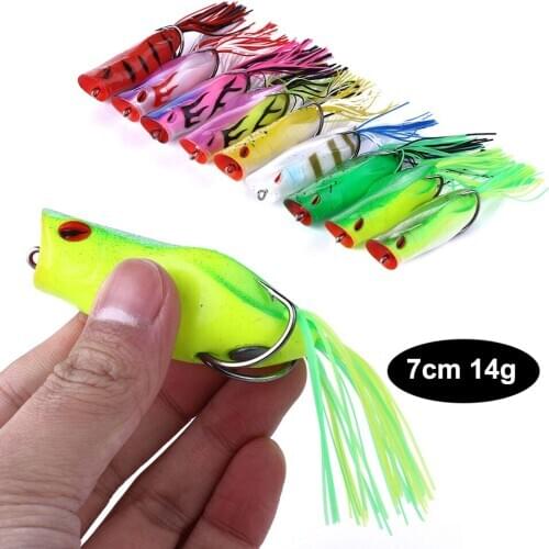 Hengjia 1pcs 7cm 14g Hollow Body Soft Frog Bait Topwater Floating Lure for Snakehead Dogfish Artificial Wobbler