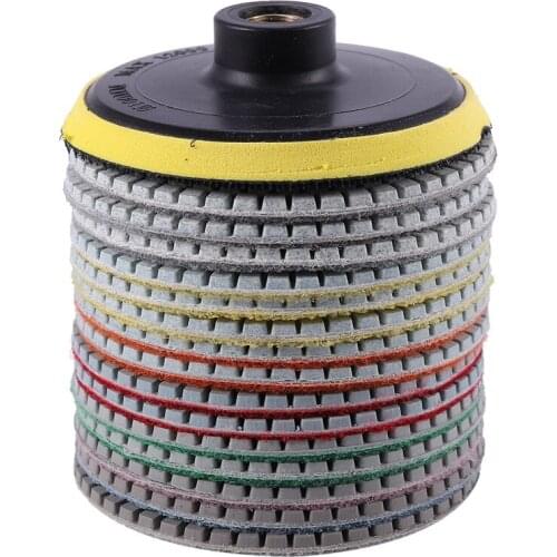 16Pcs Diamond Polishing Pads Kit 4 Inch 100Mm Wet/Dry for Granite Stone Concrete Marble Polishing Use Grinding Discs Set