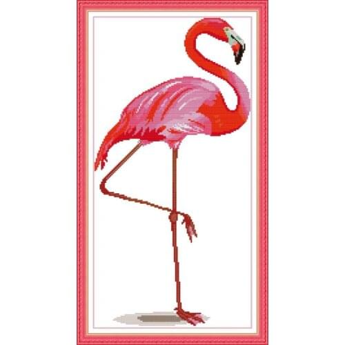 Joy Sunday Printed Cross Stitch Kit Flamingo Animal Series Embroidery Needlework Sets 11CT 14CT Counted Cross-Stitching Kits