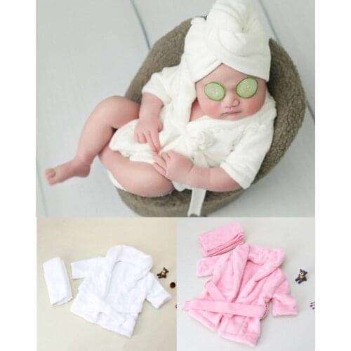 New Baby Bathrobes Bath Towel Solid Color Warm Baby Hooded Robe With Belt Newborn Photography Props Baby Photo Shoot Accessories