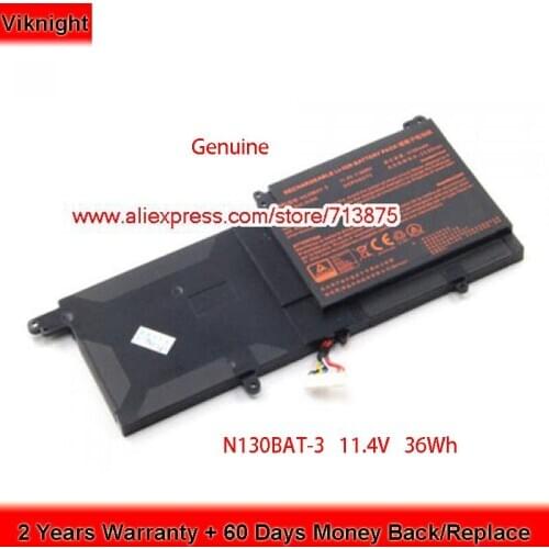 Genuine 11.4V 36Wh N130BAT-3 6-87-N130S-3U9A Laptop Battery for Clevo N130BU NP3130 N130WU N131BU N131WU