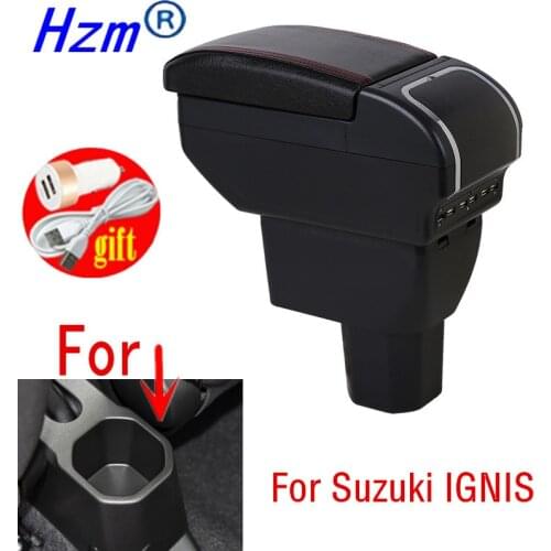 For Suzuki IGNIS Armrest Retrofit parts Interior Storage box 4USB LED Simple installation Car Armrest box