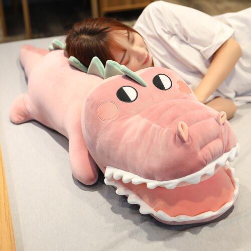 Popular 70-130cm Cartoon Big Tooth Crocodile Plush Toy Stuffed Soft Animal Sleep Cushion Kid Boys Xmas Presents gift Doll