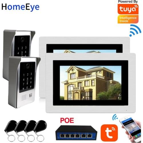 Tuya App+Password+IC Card Unlock 2 Doors Access Control System WiFi Video Intercom IP Video Door Phone Security Smart Doorbell