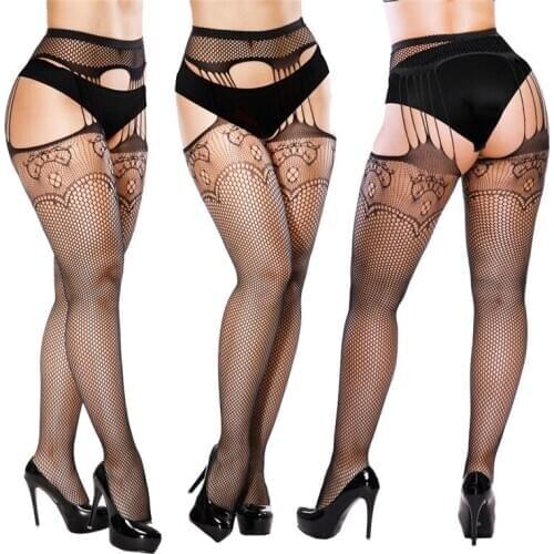 Plus Size Crotchless Pantyhose Stockings Women Tights Sexy Ladies Erotic Lingerie Tights Women Suspender Pantyhose Open Crotch