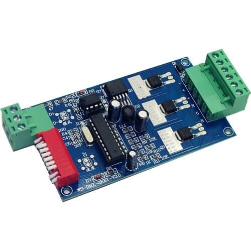 LED 3CH DMX512 Decoder 3 channel*5A 15A max DMX512 controller DC5V-24V CMOS drain-open output DMX Decoder dimmer