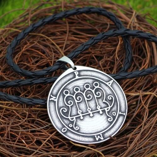 Talisman Pentacle of Solomon Seal Wiccan Pagan Hermetic Enochian Kabbalah Pendant necklace -Stainless steel
