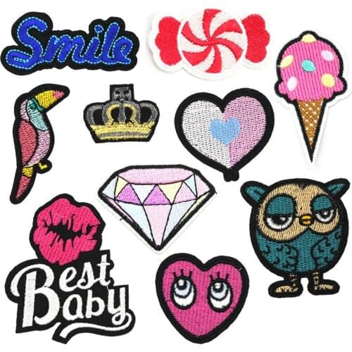 Cute Cartoon Patch Embroidered Stickers Iron on Patches for Clothing Bags Hats Shoe Applique Fabric Embroidery Badges Patchwork