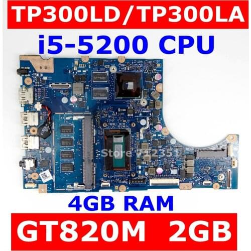TP300LD Motherboard i5-5200 CPU GT820M 2GB 4GB RAM For ASUS TP300L TP300LD TP300LJ Q302L Q302LA laptop Mainboard Test OK
