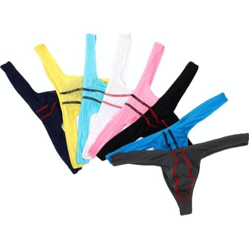 8PCS Mens Low Rise Ice Silk Sexy Mini Thong Bikini Briefs Transparent Men Panties Briefs Soft Comfortable Gay Men Slip Underwear