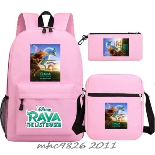 Raya and The Last Dragon 3Pcs/Set Outdoor Backpack Students Backpack Crossbody Bag Pencil Case School Bag Casual Laptop Mochilas