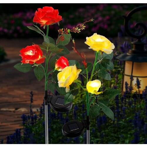 Solar Light Outdoor Solar Rose Flower Light Christmas Decoration 3LED Waterproof Garden Landscape Lawn Lamp Backyard Night Light