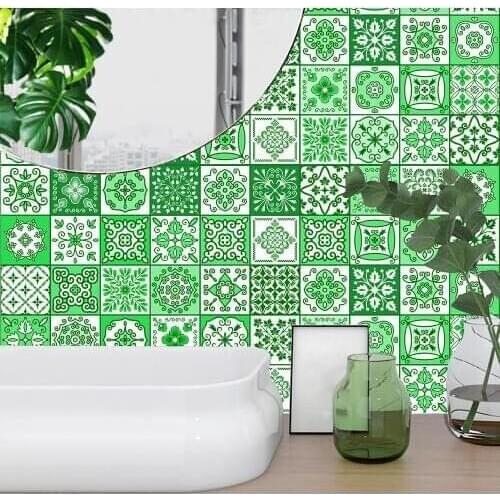 10/15/20/30cm Green Strip Tiles Wall Sticker Bathroom Kitchen Stairs Cupboard Home Decor Wallpaper Peel & Stick Vinyl Art Mural