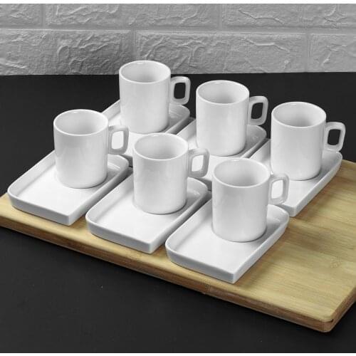 High Quality 6 Person Coffee Set White Coffee Cup Espresso Cups Turkish Coffee Cup