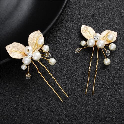 Gold Prom Bride Bridesmaid Hair Accessories With Pearl Hair Pin Clip Luxury Crystal Rhinestone Wedding Hairpins Sticks For Women