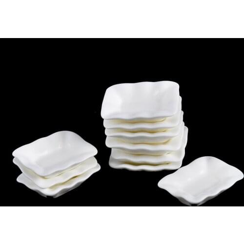 10PCS Dollhouse Miniature Trays Plates White Dishes Tableware Doll Mini Food Kitchen Toys Doll House Accessories
