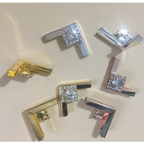 100Pcs Diamante Flag Tips Metal Crystal Rhinestone Book Corner Protectors DIY Horse Browband Garment Scrapbooking Albums New