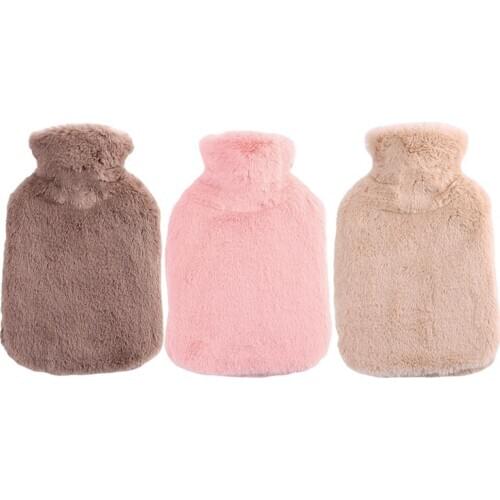2000Ml Rubber Water-Filled Hot Water Bottle Explosion-Proof Leak-Proof Thickened Plush Removable Washable Hand Warmer