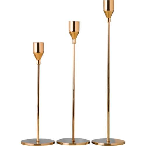 3Pcs/Set Chinese Style Metal Candle Holders Simple Golden Wedding Decoration Bar Party Living Room Decor Home Decor Candlestic