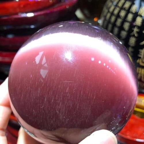40-60mm Rare natural purple cat eye crystal ball 60mm + bracket 5AAA