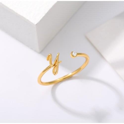 A-Z Alphabet Initial Letter Resizable Rings Stainless Steel Fashion Friendship Jewelry Drop Shipping Party Christmas Gift