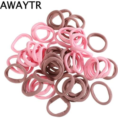 AWAYTR 50Pcs/Bag Elastic Hair Bands Simple Style HairTie Scrunchies Pure Color High Elastic Hair Rope Women Hair Accessories
