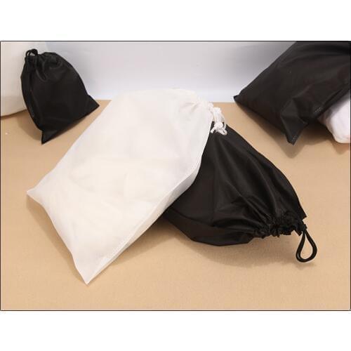 Black 70gsm non woven fabric eco drawstring string bag for christmas gift shoes clothes