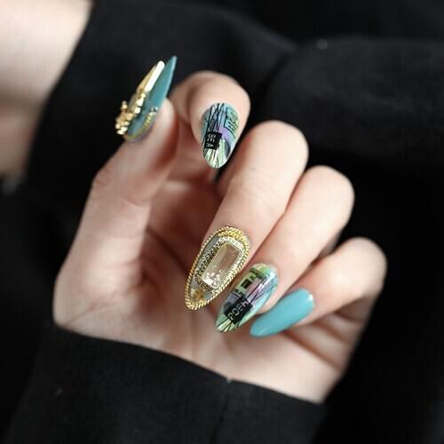 5pcs hotsale zircon drill metal nail art decorations 3d nail art accessories Japanese opal cats eye stone alloy nail art series