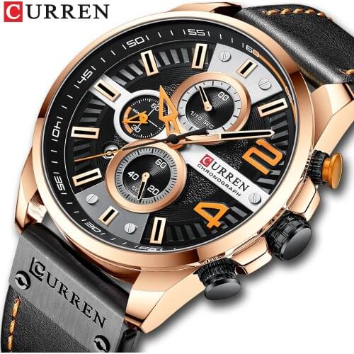CURREN 2021New Men’s Watches Top Luxury Brand Sport Quartz Watch Men Chronograph Waterproof Wristwatch Leather Date reloj hombre