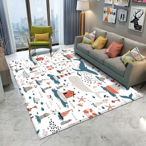 Dropshipping 2021Top BrandFashion Children Flannel Carpet Baby Ocean Dolphin Carpet Baby Play Mat Rectangular Childrens Carpet