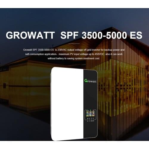 Growatt Hybrid Inverter Off Grid 3.5KW 5KW KVA 48V DC 220/230V AC PV Voltage 450V Parallel MPPT Controller Pure Sine Wave Wifi