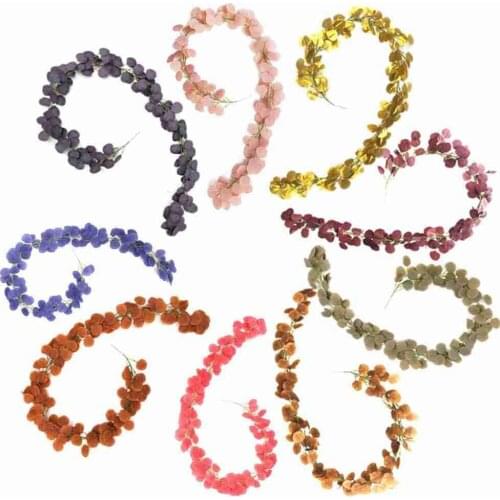 2M Artificial Green Eucalyptus Garland Leaves Vine Fake Vines Rattan Artificial Plants For Wedding Party Backdrop Arch Home Wall