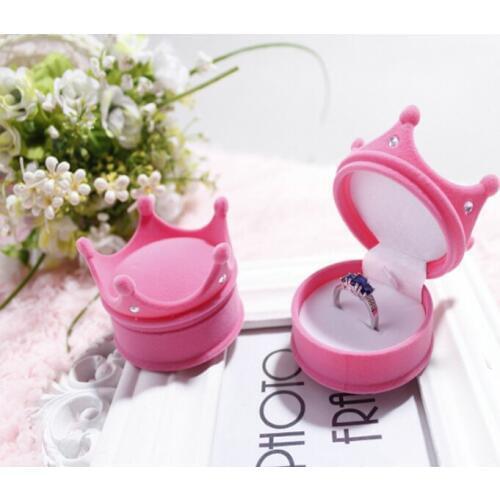 Wery Organizer Box Rings/Earrings Storage Small Gift DIY craft Display Case Package Wedding Crown shaped Princess Velvet new Wh
