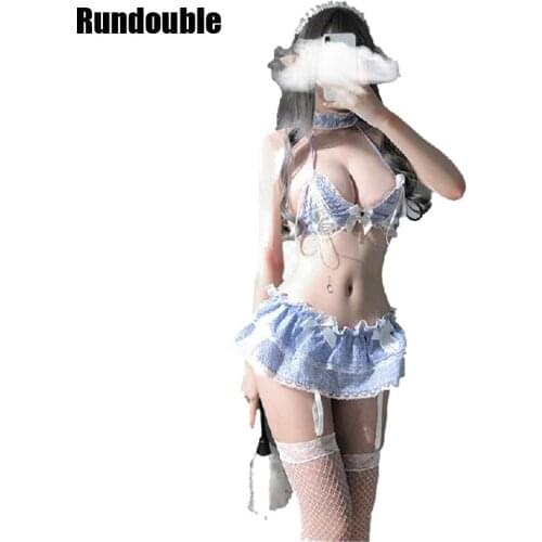 2021 Black Cute Lolita Maid Costumes Girls Woman Amine Cosplay Uniform French Waitress Party Sexy Backless Short Dress Costumes