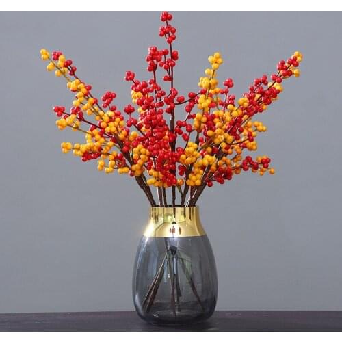 Small Red Artificial Flowers Stamen Berries Branch Fake Pomegranate Fortune Fruit For DIY Christmas Wedding Wreaths Decoration