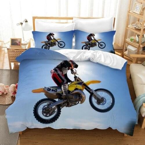 Motocross Motorcycle 3D Printed Duvet Cover Set Twin Full Queen King Size Bedding Set Bed Linens Home Textile for Adults Boys